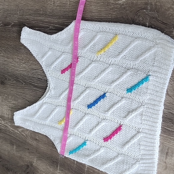 Vintage 80's Memphis Jones Cable Knit V-Neck Vest Retro Sweater Tank - Picture 3 of 6